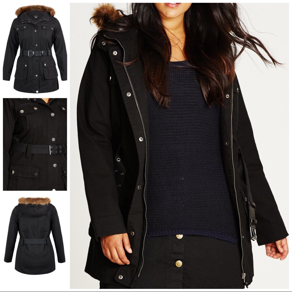 City Chic Longline Utility Plus Size Jacket